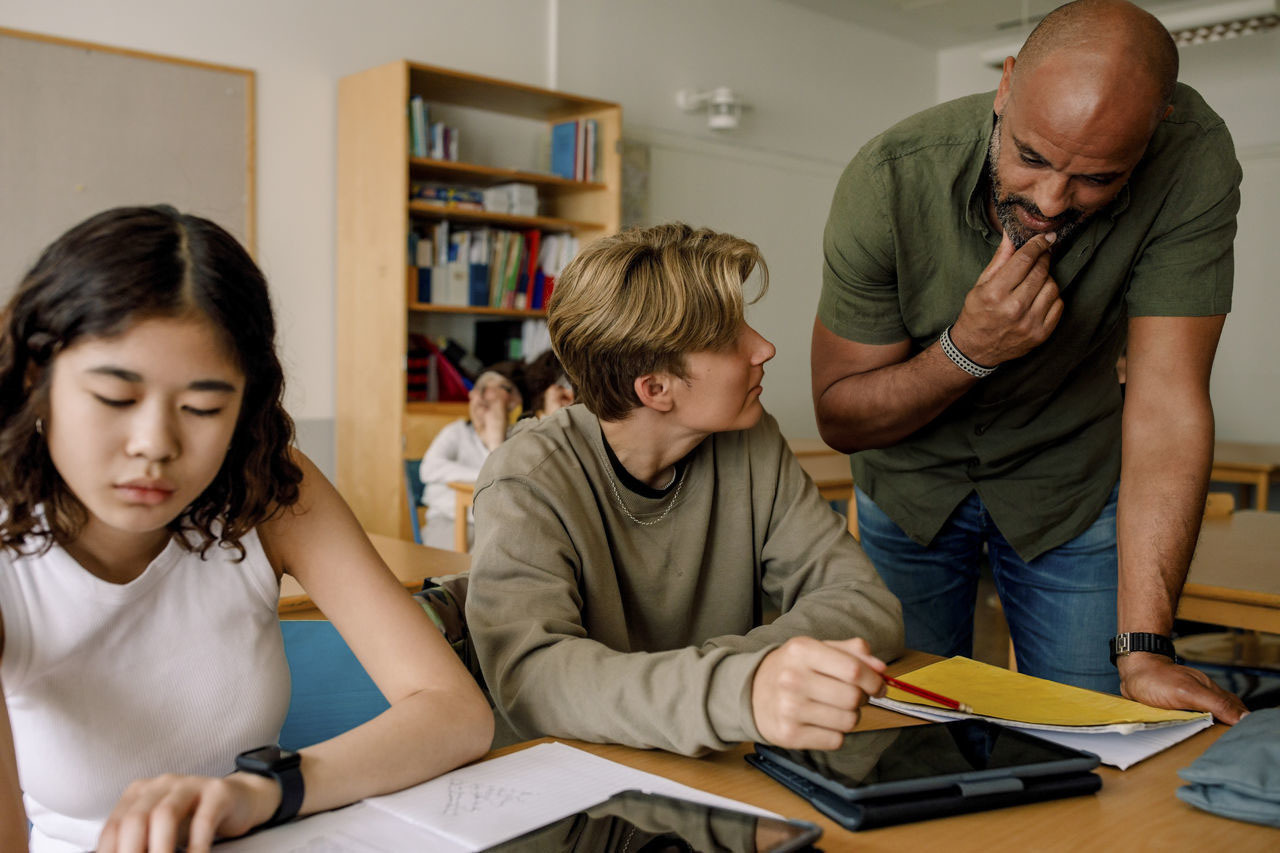 Teacher and student in classroom
